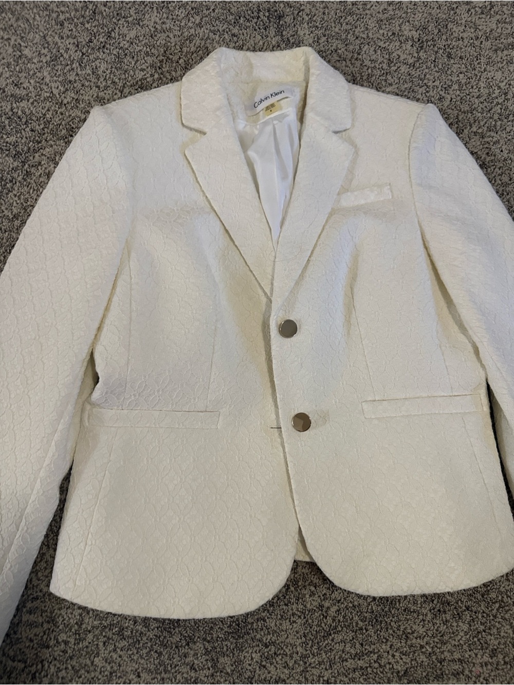 Calvin Klein White Lace-Texture Blazer